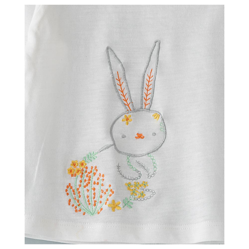 Jelliene Rabbit Print Top - White