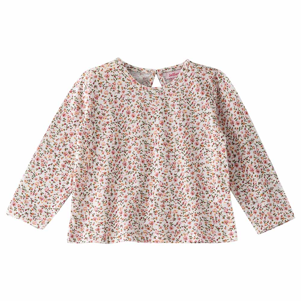 Jelliene Floral Knit All-Over Print Top - White