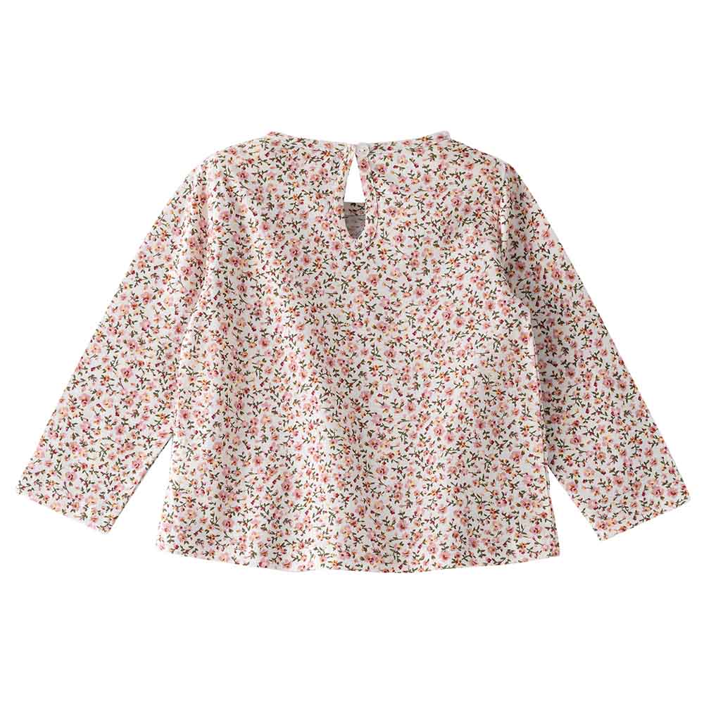 Jelliene Floral Knit All-Over Print Top - White