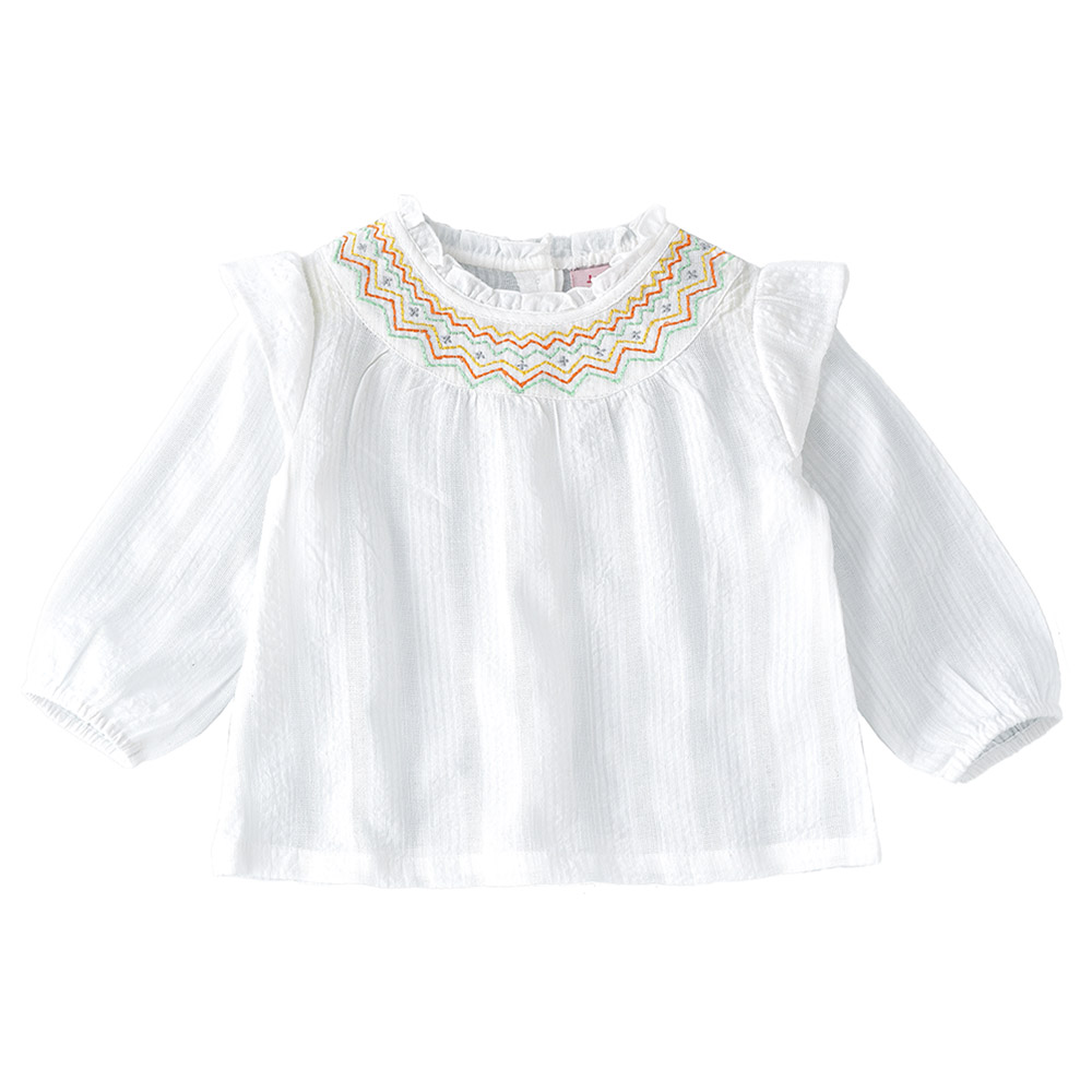 Jelliene Embroidered Woven Top - White