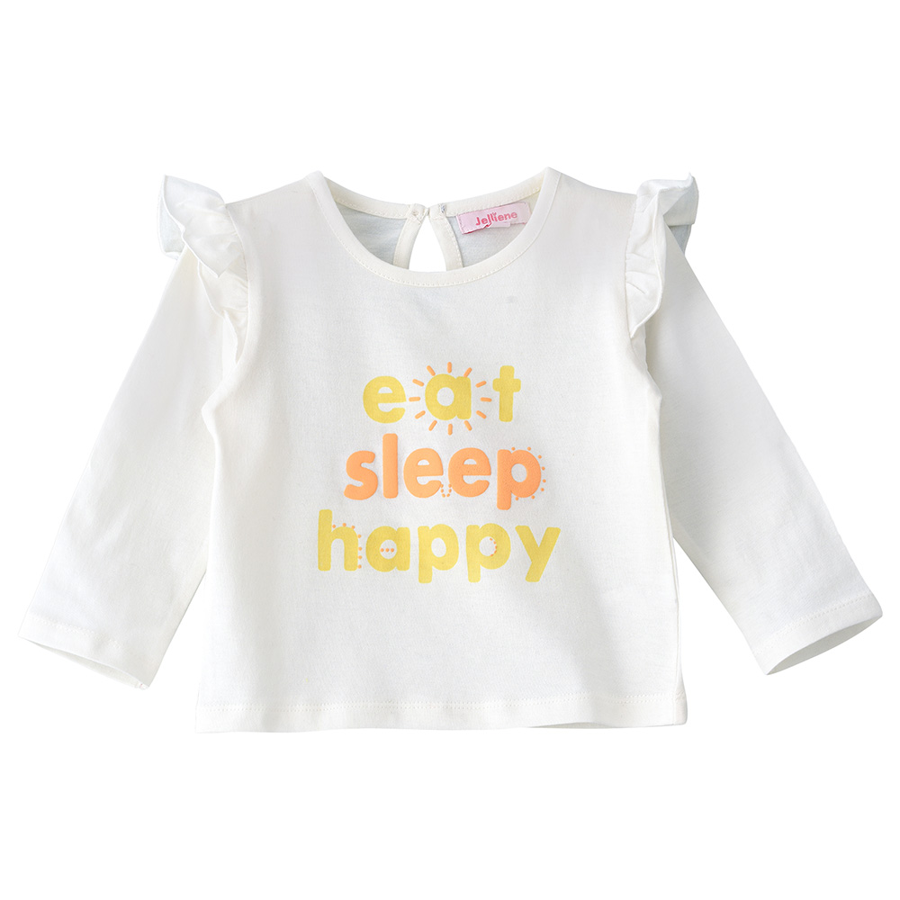 Jelliene Round Neck Full Sleeve Knit T-Shirt - Off White