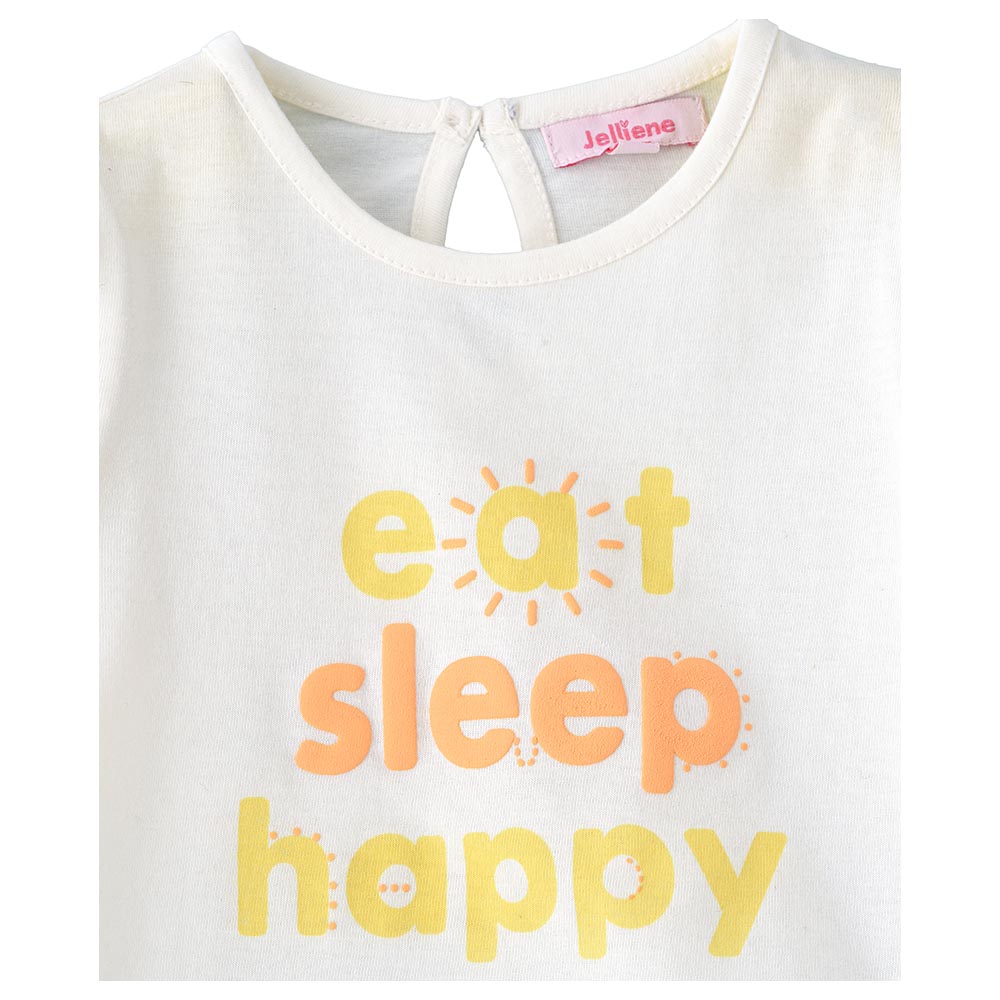 Jelliene Round Neck Full Sleeve Knit T-Shirt - Off White