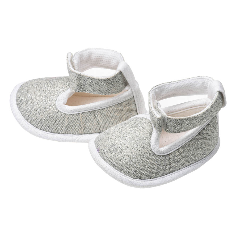 Tiny Hug Glitter Ankle Straps Infant Baby Booties - Silver