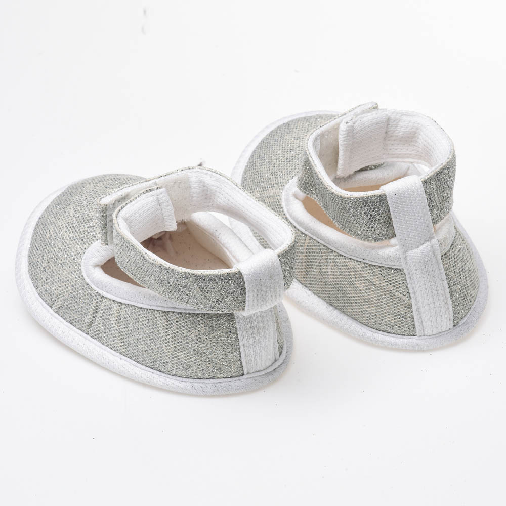 Tiny Hug Glitter Ankle Straps Infant Baby Booties - Silver
