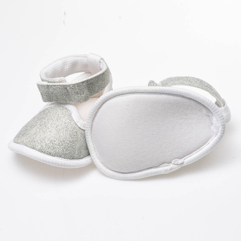 Tiny Hug Glitter Ankle Straps Infant Baby Booties - Silver
