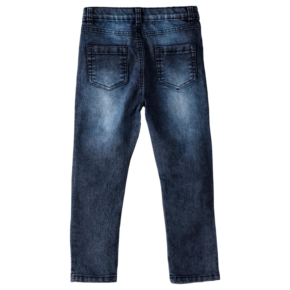 Jam Denim Pants with Embroidery Patches - Blue