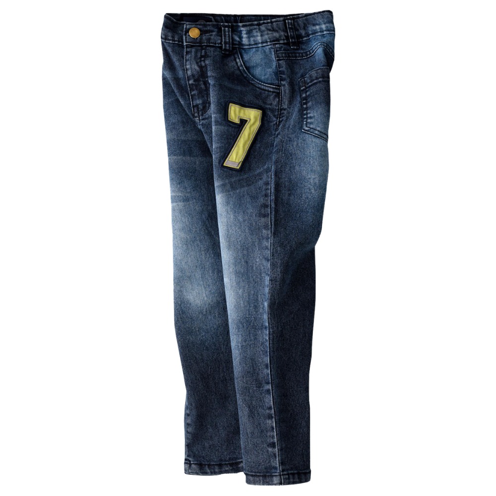 Jam Denim Pants with Embroidery Patches - Blue