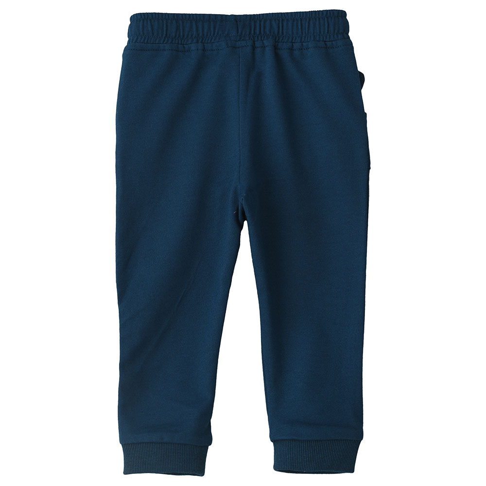 Jam Knit Joggers with Print at Pocket - Blue