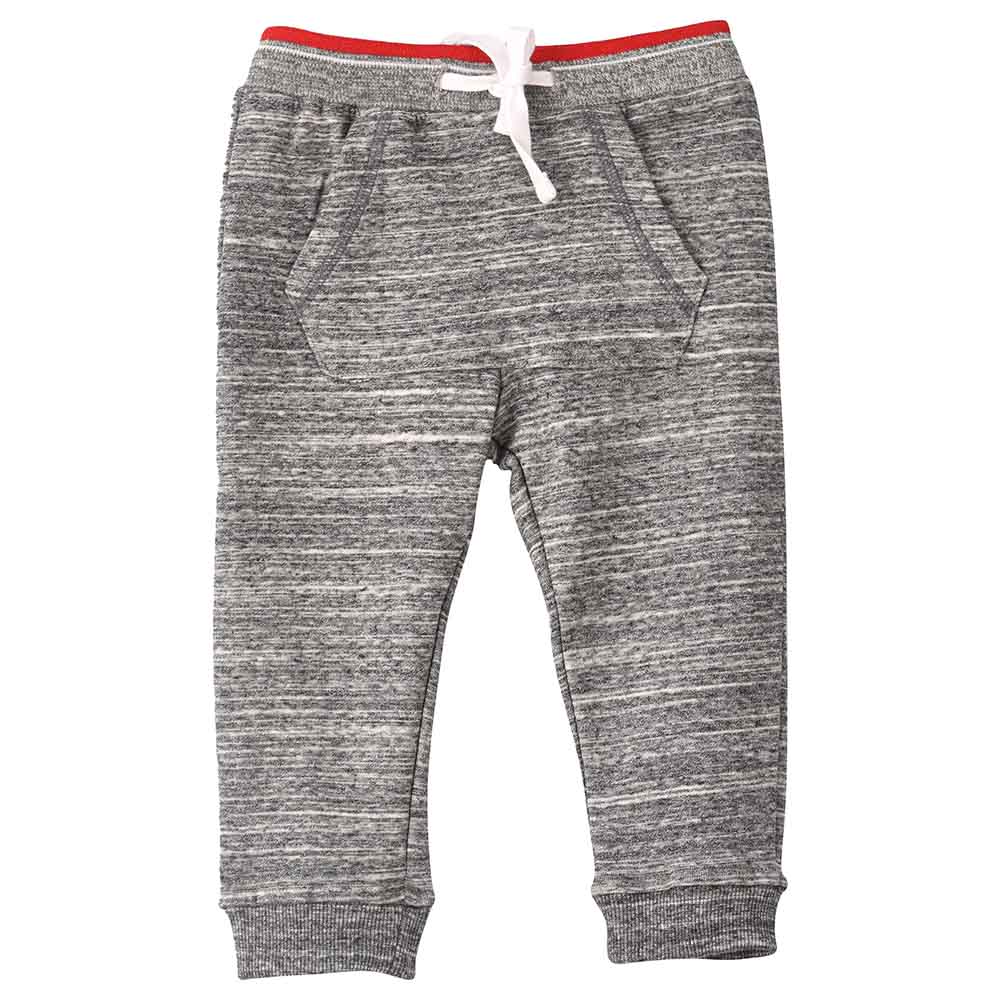 Jam Knit Joggers with Rib at Waist Melange - Grey