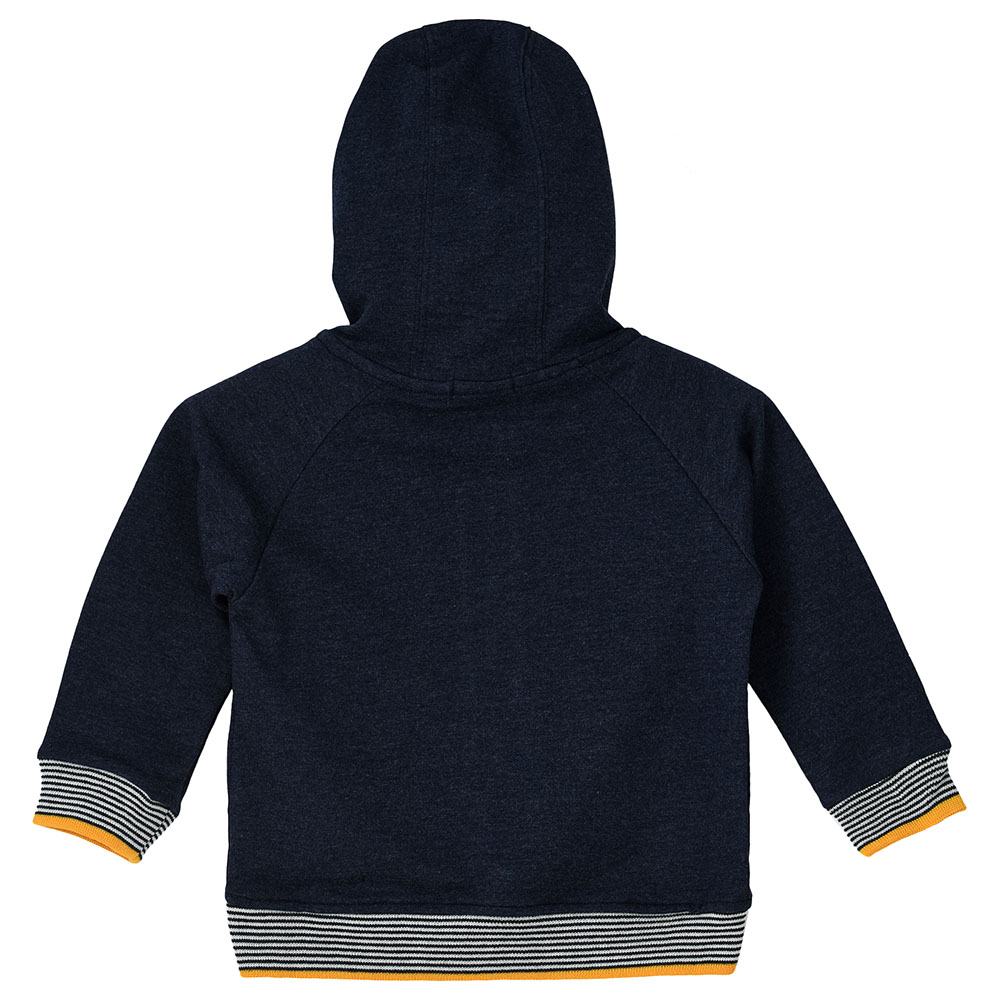 Jam 01 Knit Hooded Jacket with Contrast Rib - Blue