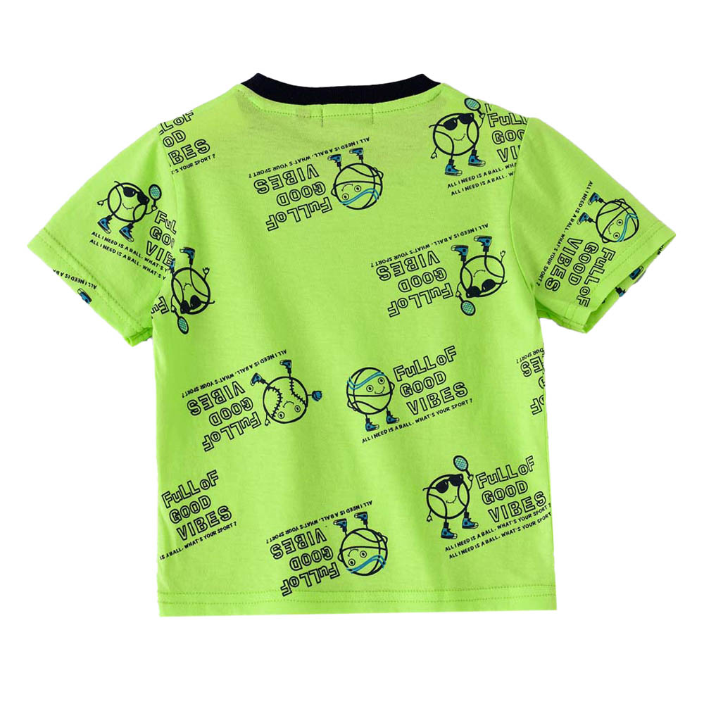Jam Printed Round Neck Short Sleeves T-Shirt - Green