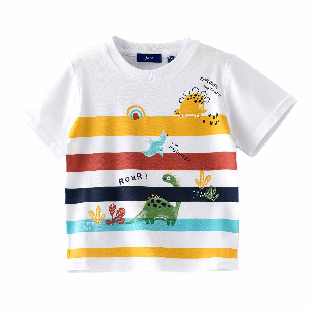 Jam Dino Print Short Sleeves T-Shirt - White