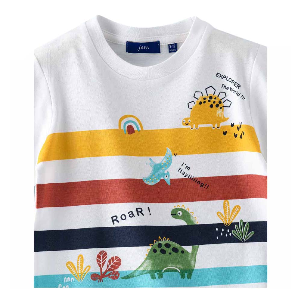 Jam Dino Print Short Sleeves T-Shirt - White