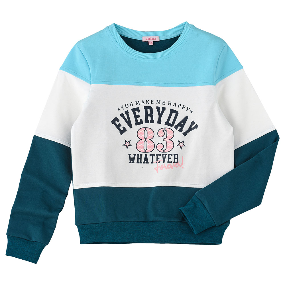 Jelliene Sweat Top with 3 Panels at Front - Blue