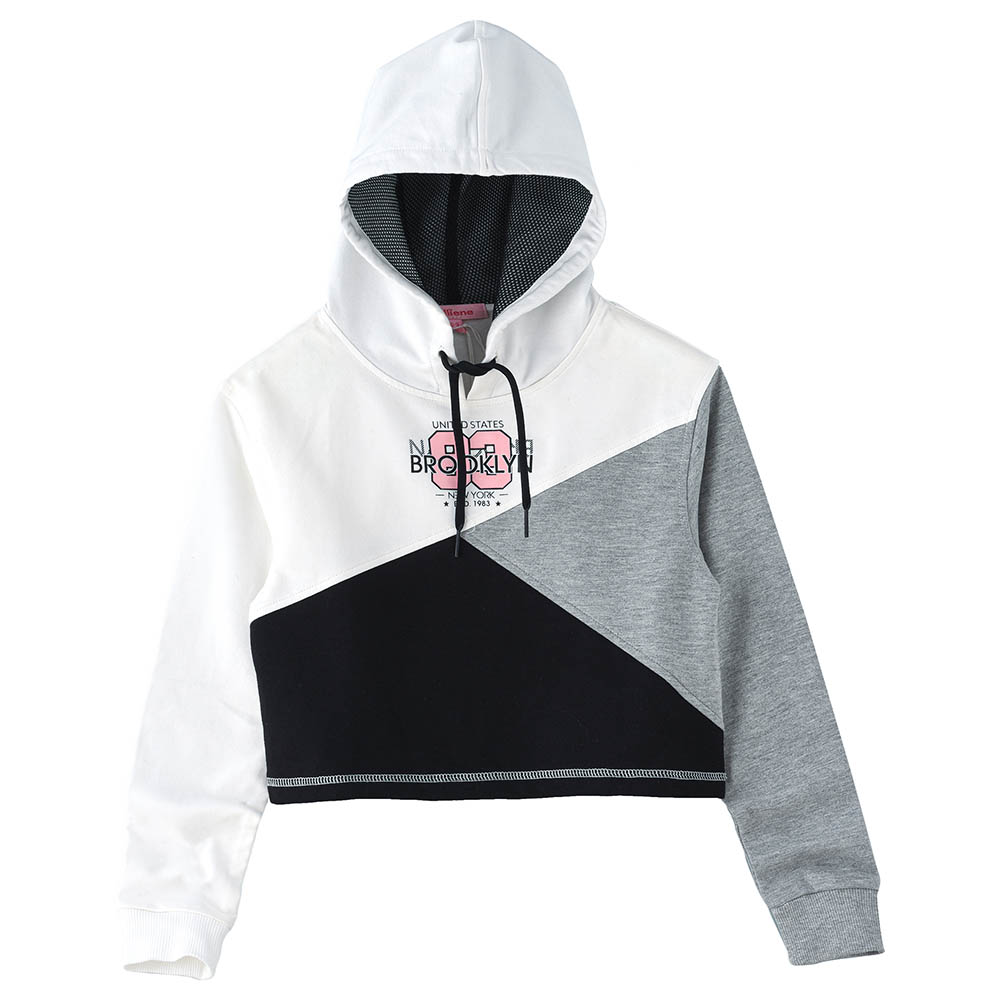 Jelliene Sweat Top with 3 Panels at Front - White