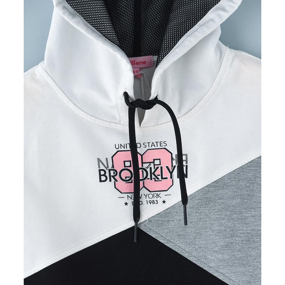 Jelliene Sweat Top with 3 Panels at Front - White