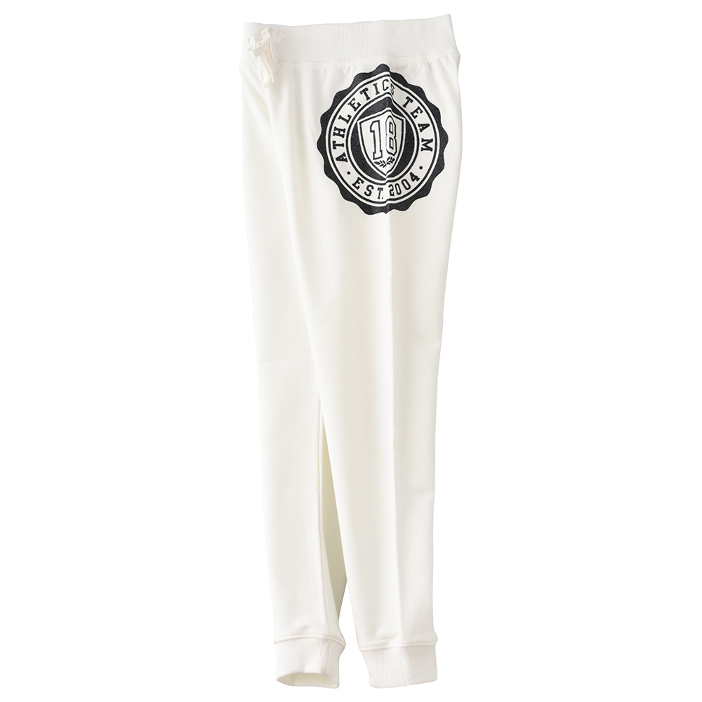 Jelliene Knit Jogger with Print at Front - White