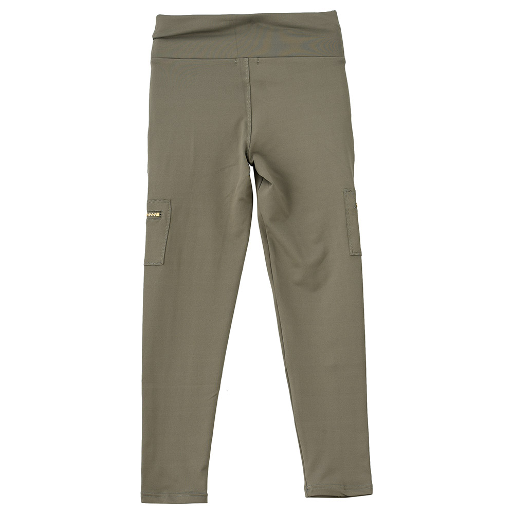 Jelliene Knit Jegging with Zip at Front Pockets - Olive