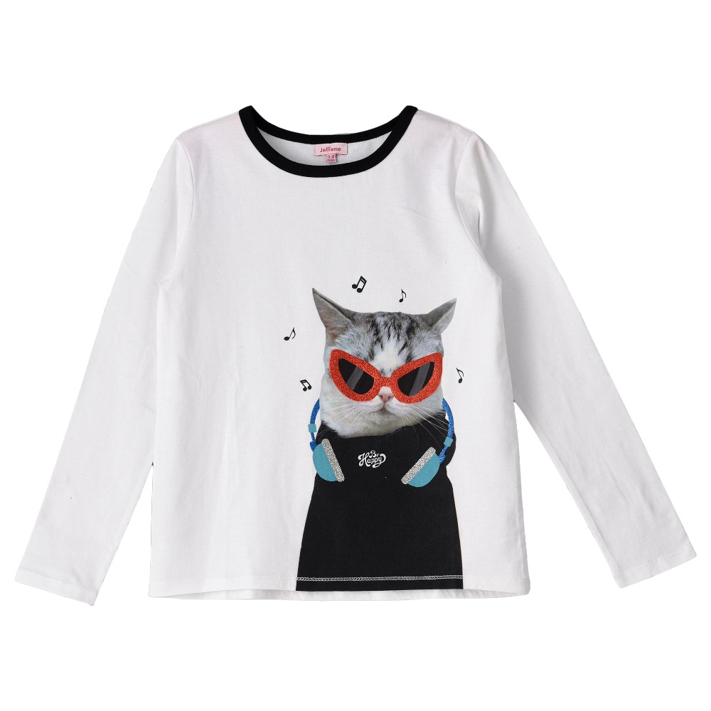 Jelliene Knit T-Shirt with Print at Front - White