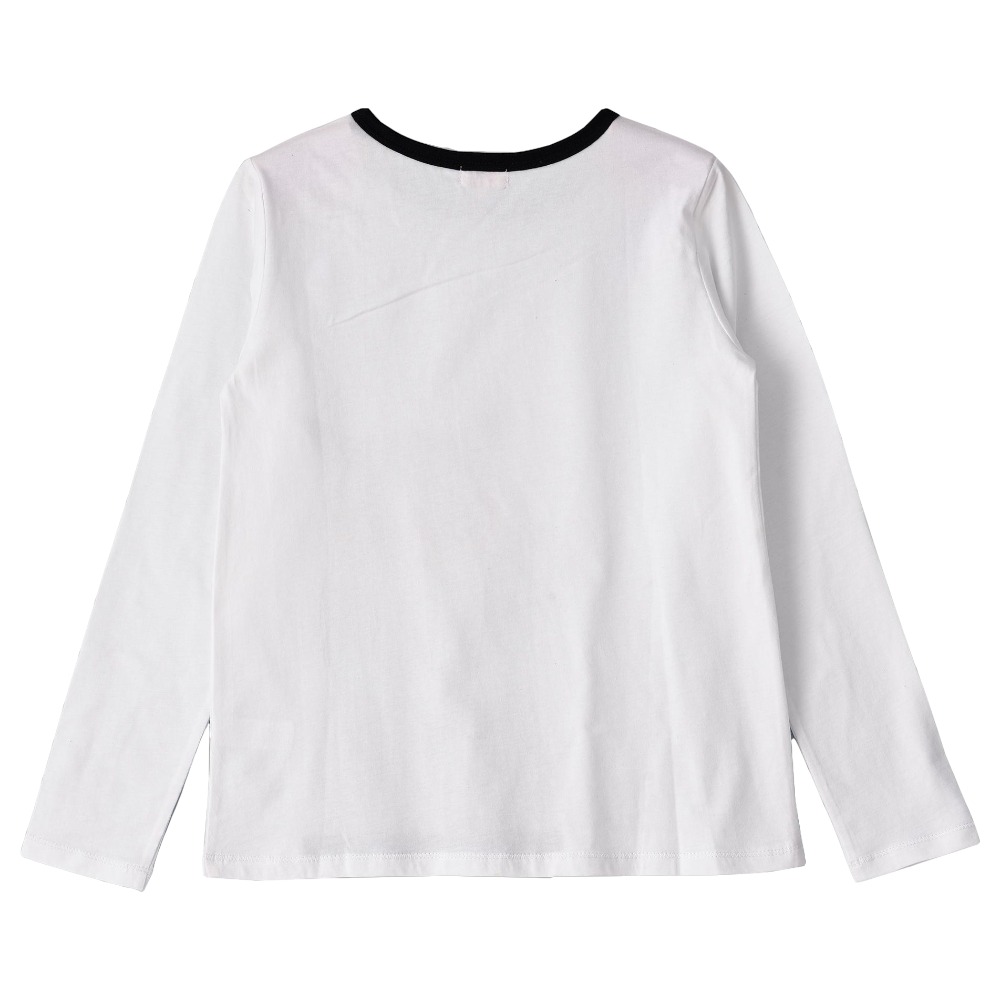 Jelliene Knit T-Shirt with Print at Front - White