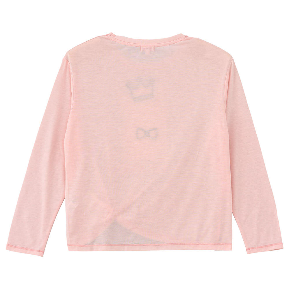Jelliene Printed Round Neck Full Sleeve Knit T-Shirt - Light Pink