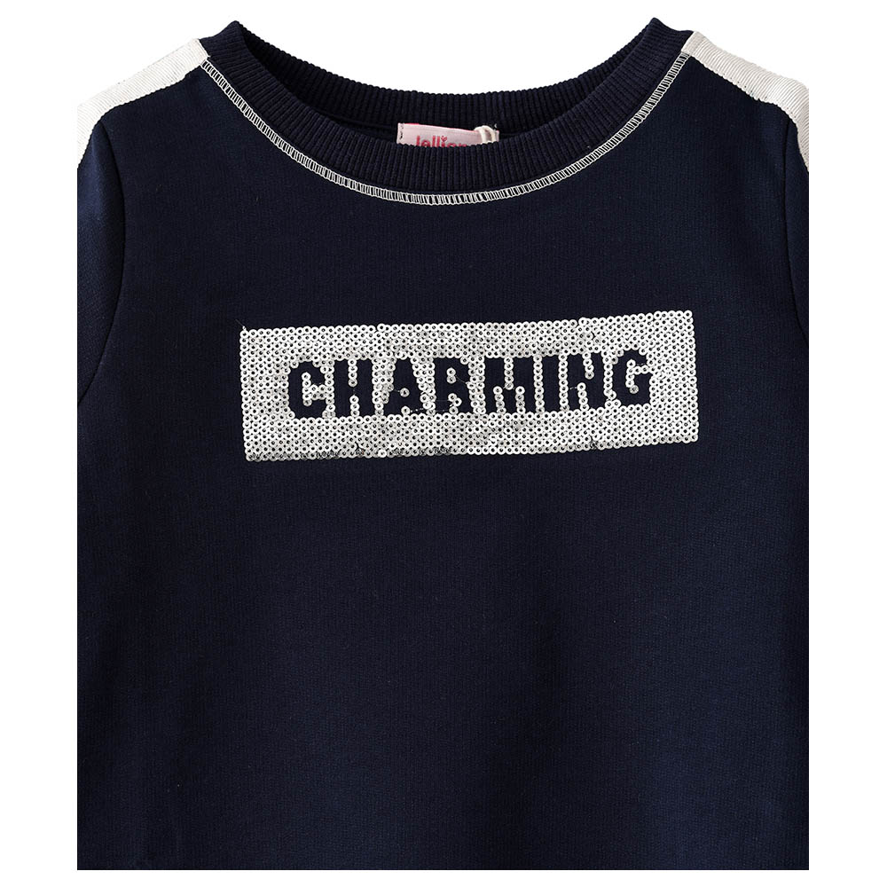 Jelliene Printed Knit Sweat Top - Navy Blue