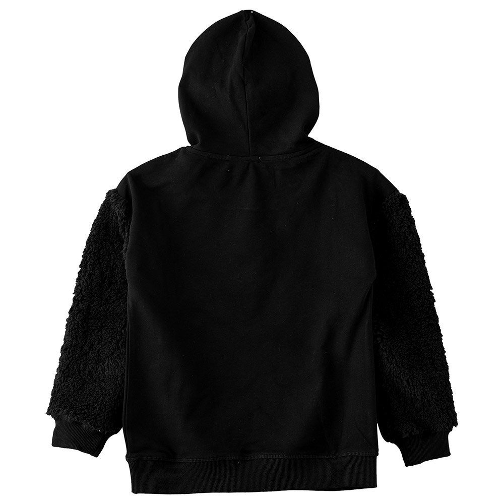 Jelliene Printed Knit Hooded Sweat Top - Black