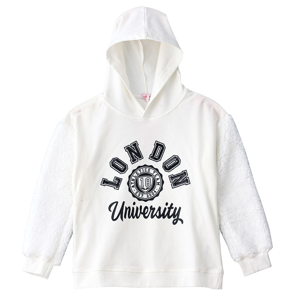 Jelliene Printed Knit Hooded Sweat Top - White