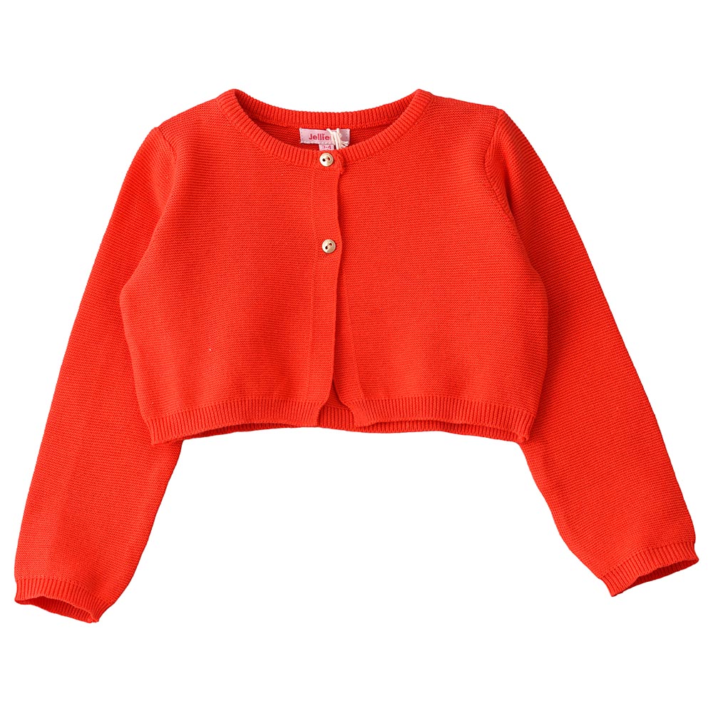 Jelliene Full Sleeves Front Buttoned Cardigan - Orange