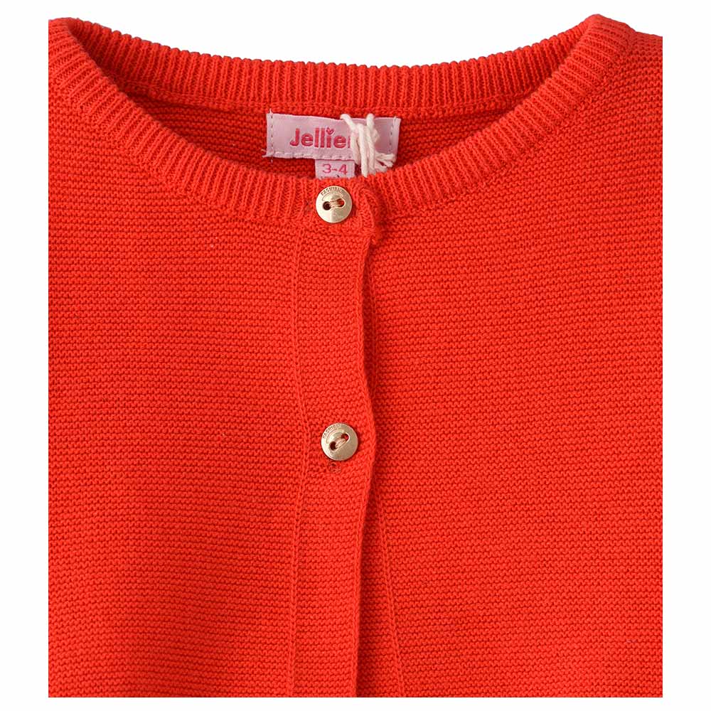 Jelliene Full Sleeves Front Buttoned Cardigan - Orange