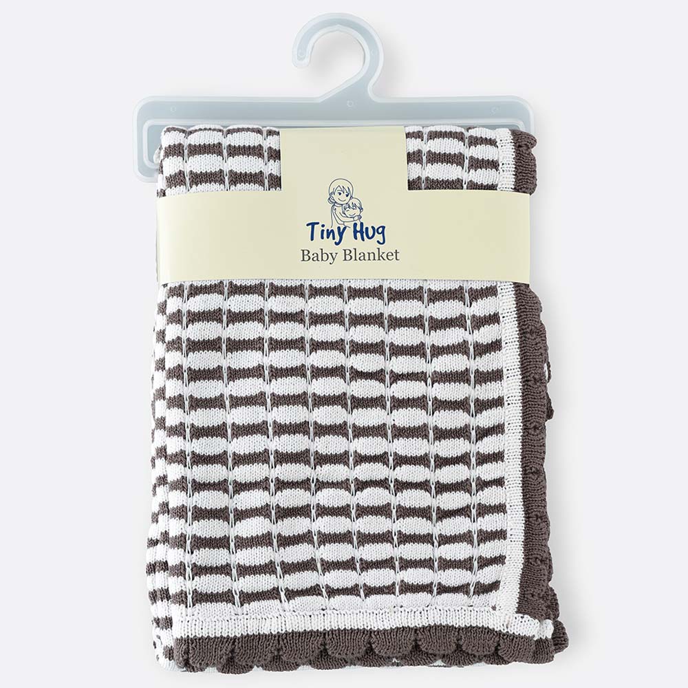 Tiny Hug - Cotton Blanket For Baby - Brown/White