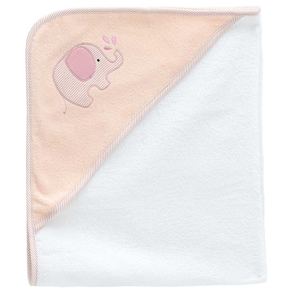 Tiny Hug - Baby Blanket With Hood - Pink/White