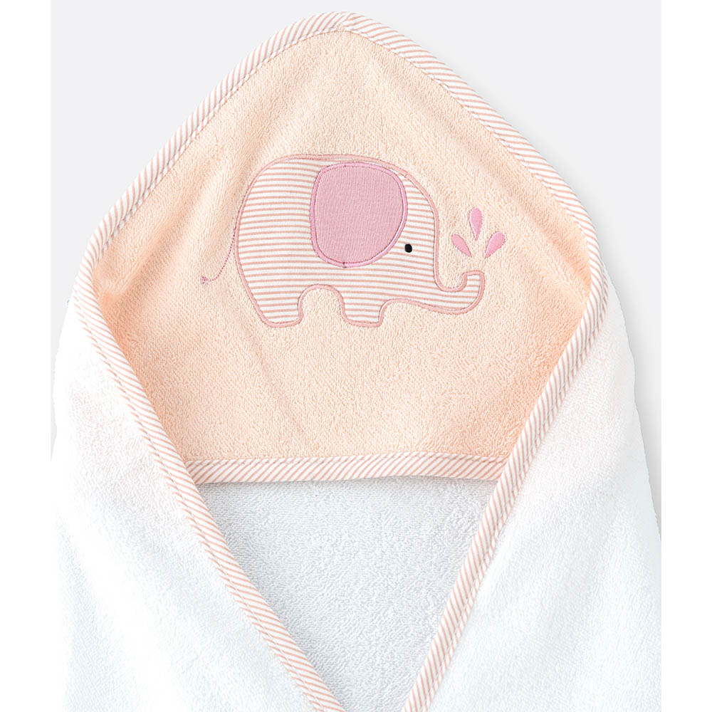 Tiny Hug - Baby Blanket With Hood - Pink/White