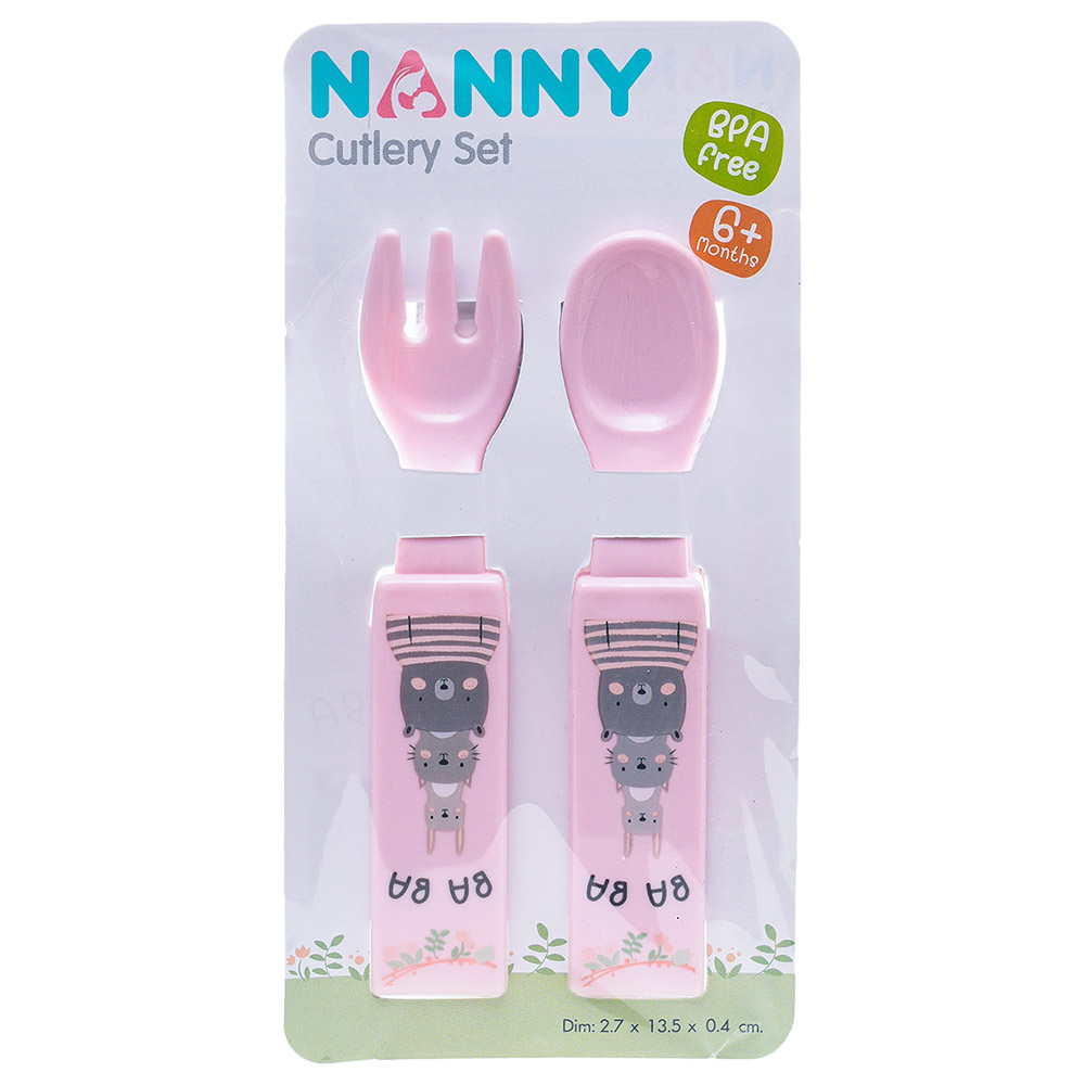 Uniq Kidz Nanny Cutlery Set 2pcs - Pink