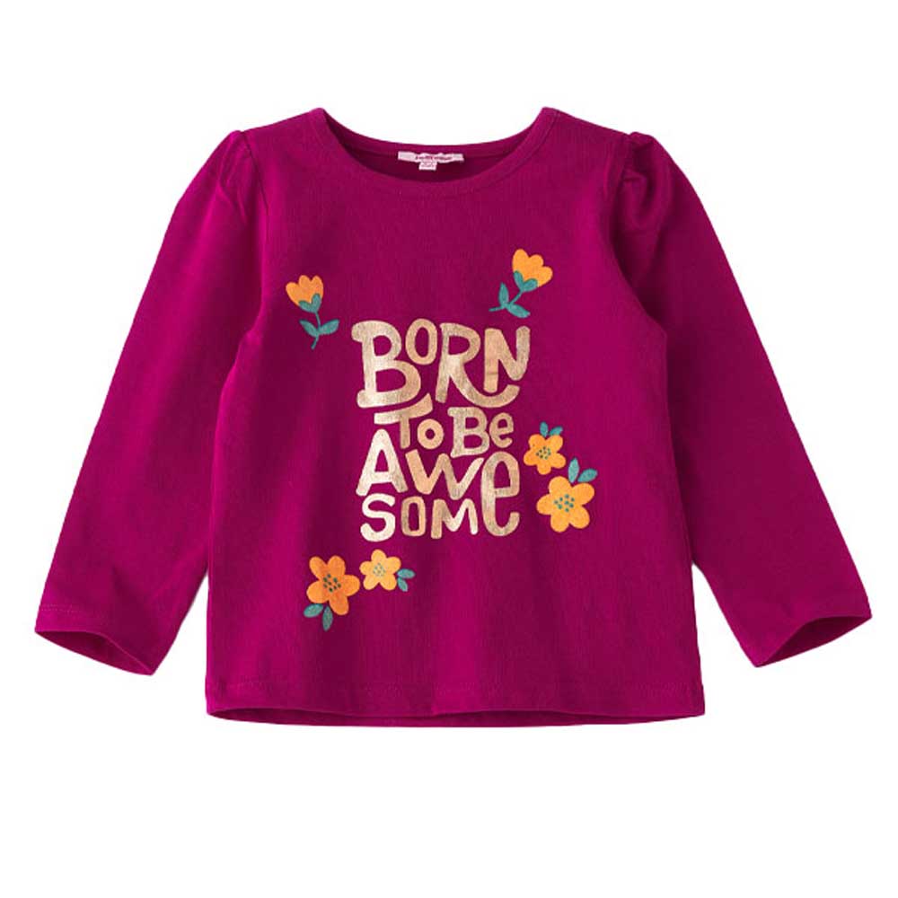 Jelliene Girls Knitted T-Shirt with Print - Pink