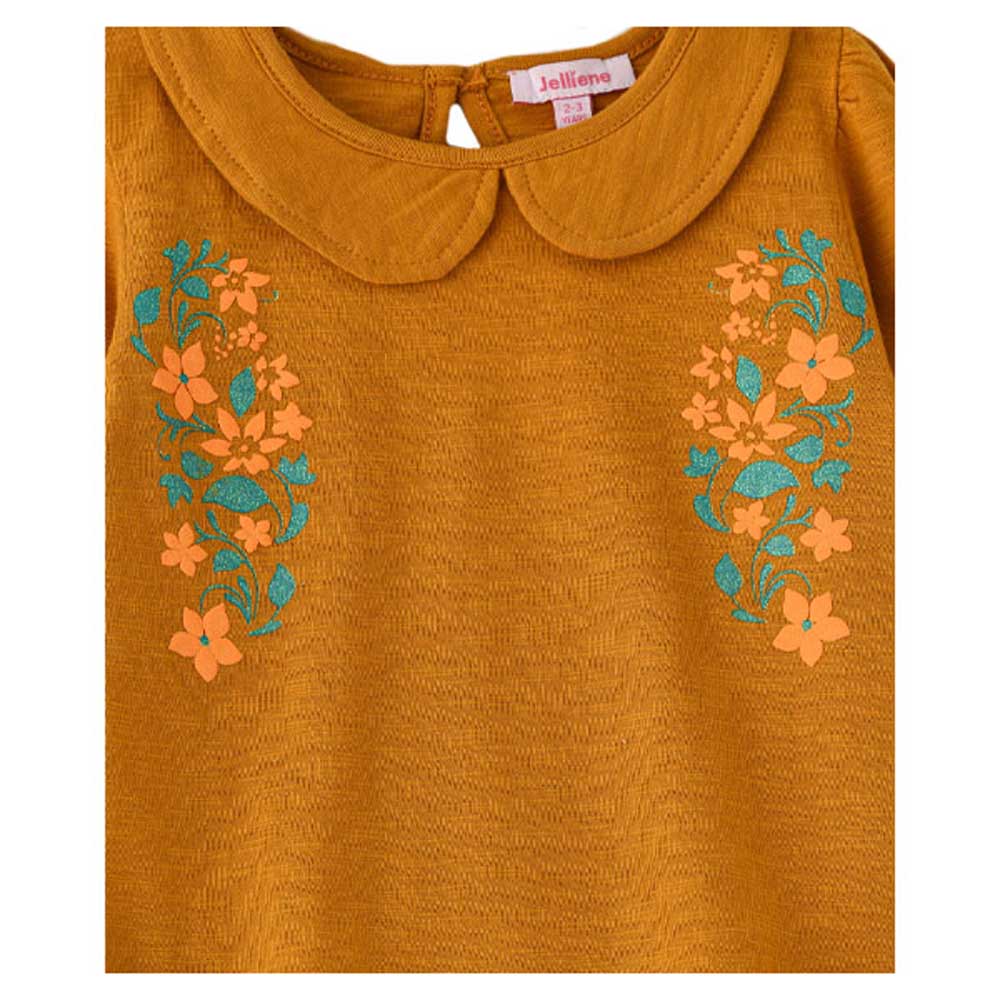 Jelliene Girls Knitted T-Shirt with Print - Yellow