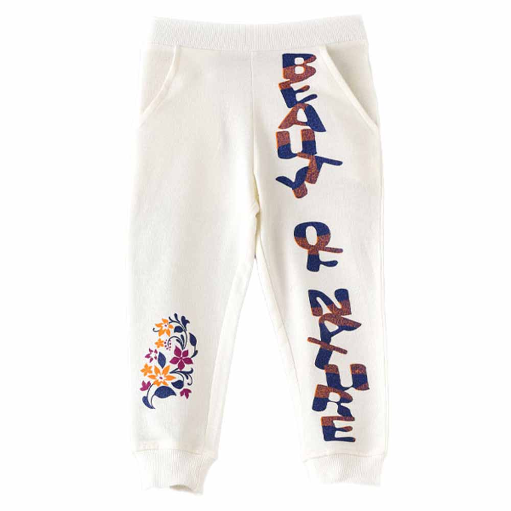 Jelliene Floral Knitted Jogger - White