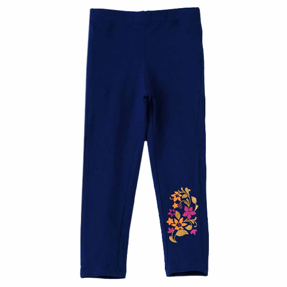 Jelliene Floral Print Knitted Legging - Blue