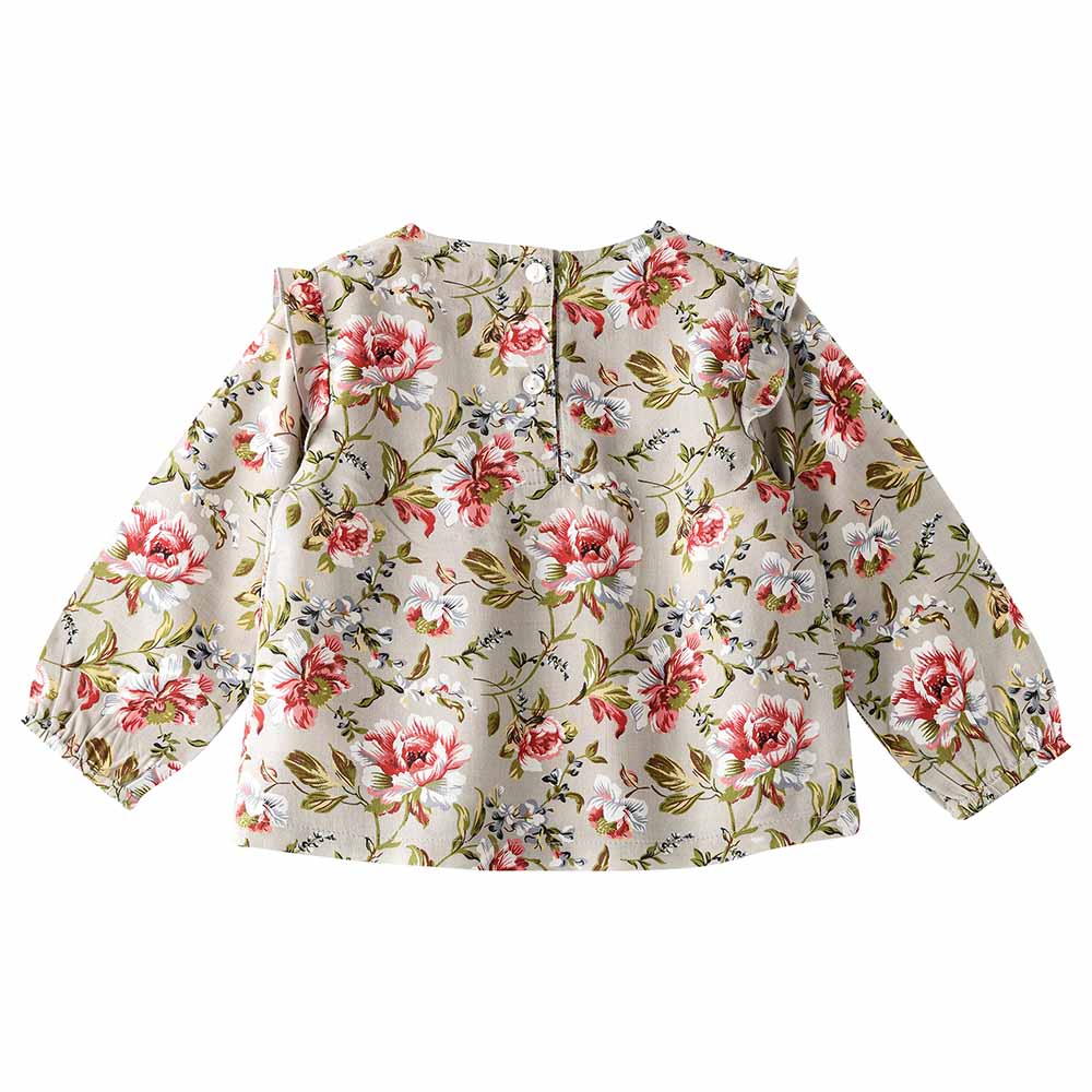 Jelliene Floral Woven All-Over Print Blouse - Beige