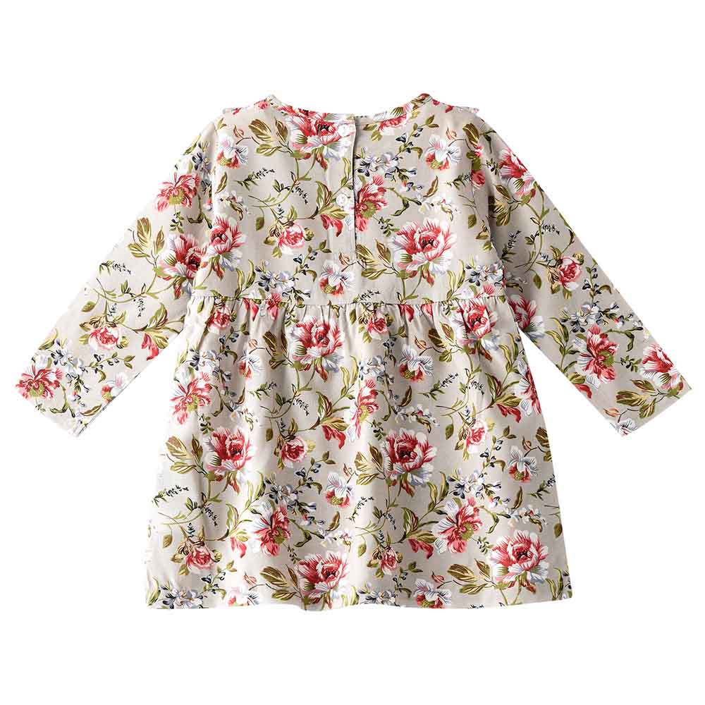 Jelliene Floral All-Over Print Woven Dress - Beige