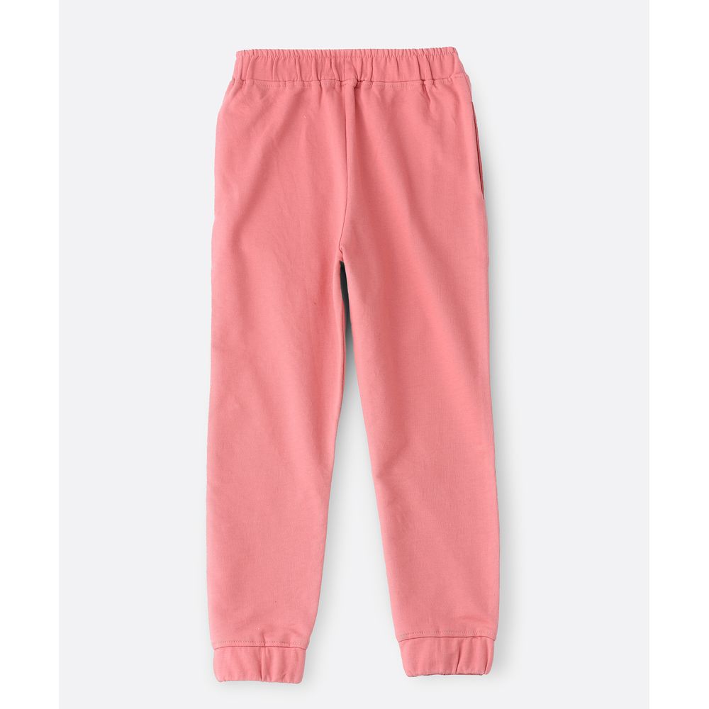 Jelliene Solid Jogger with Elastic at Bottom - Peach