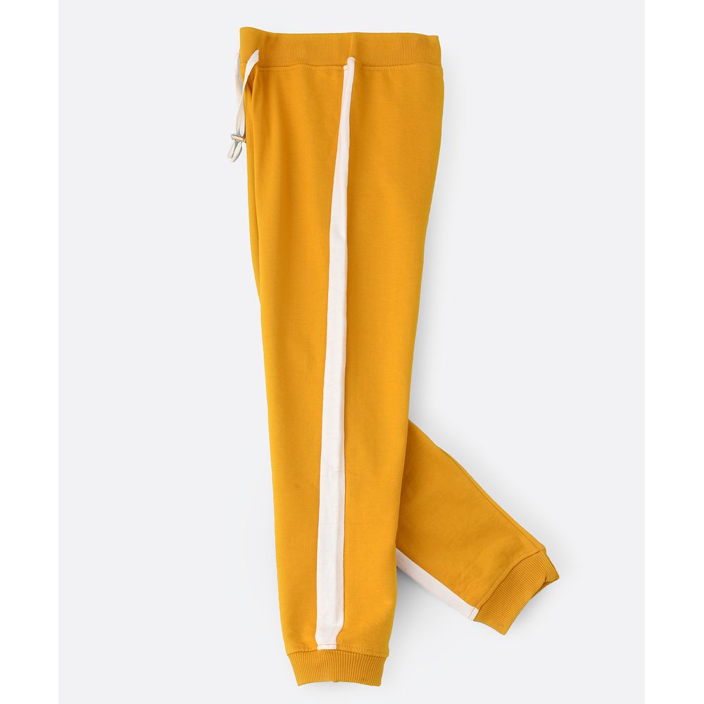 Jelliene Solid Jogger with Elastic at Bottom - Yellow