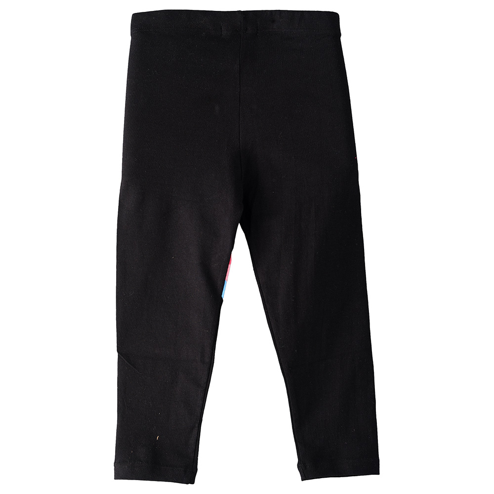 Jelliene Knit Legging with Print at Bottom - Black