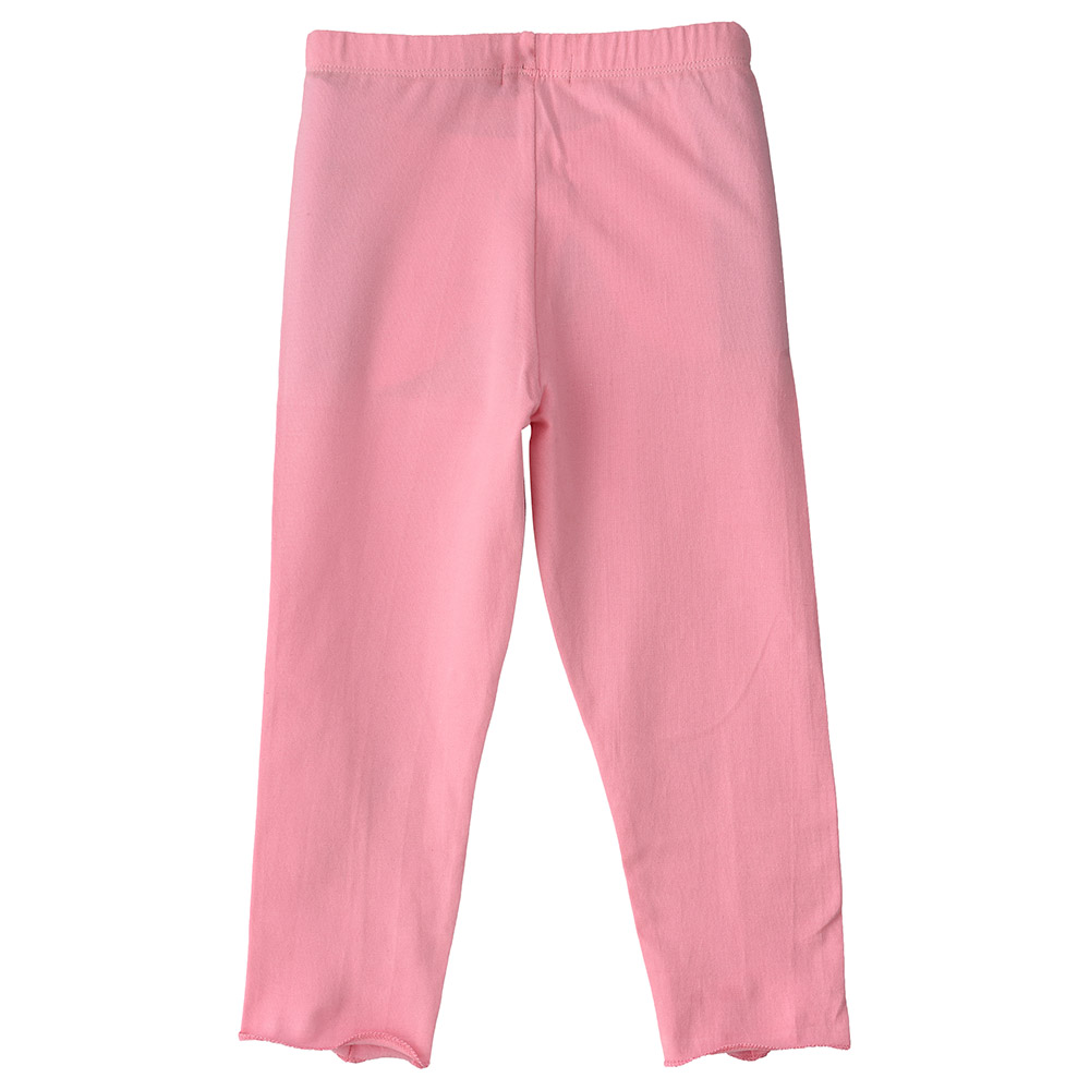 Jelliene Leggings with Leaf Applique at Bottom - Pink