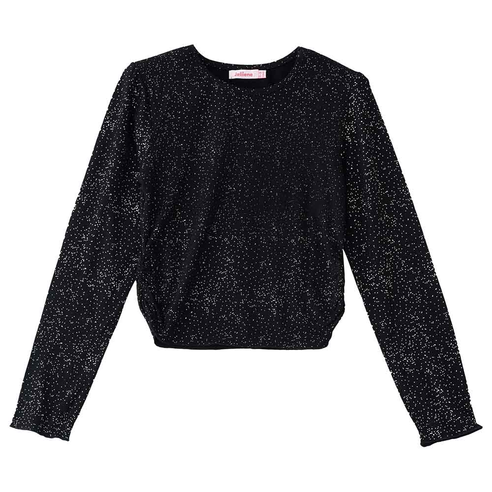 Jelliene Knit Top with Glitter Effect - Black