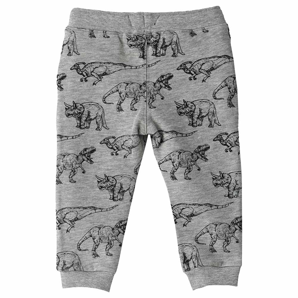 Jam Dino Print Knit Joggers with Drawcord - Grey