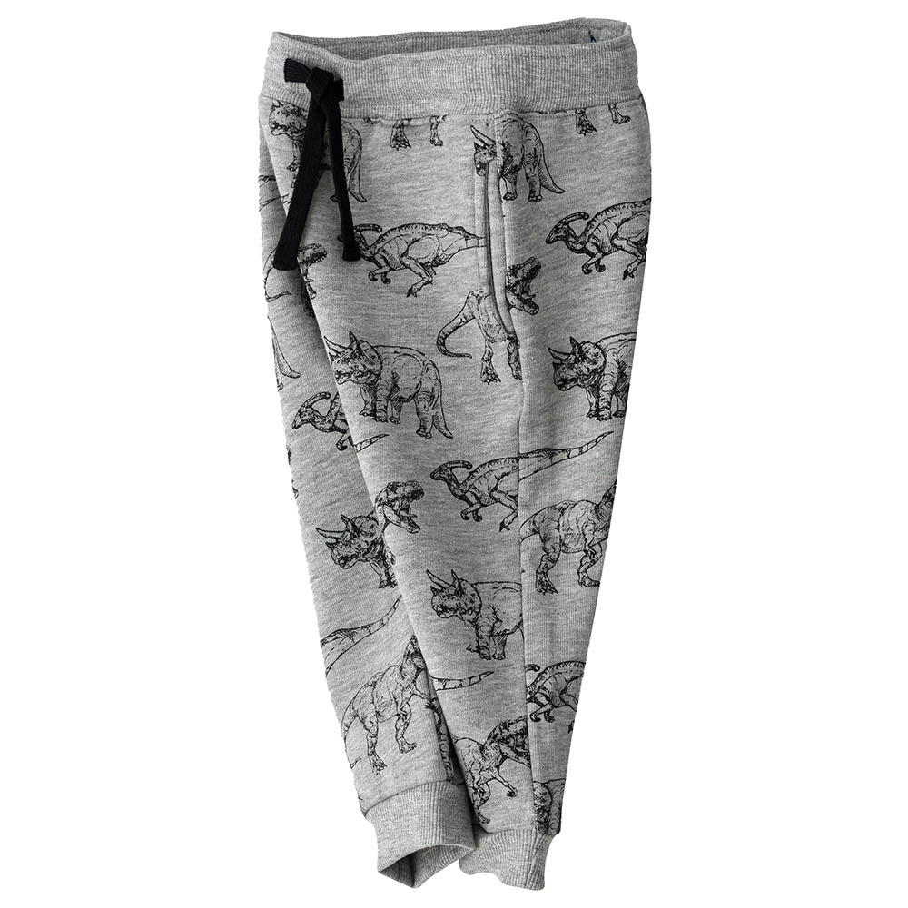 Jam Dino Print Knit Joggers with Drawcord - Grey