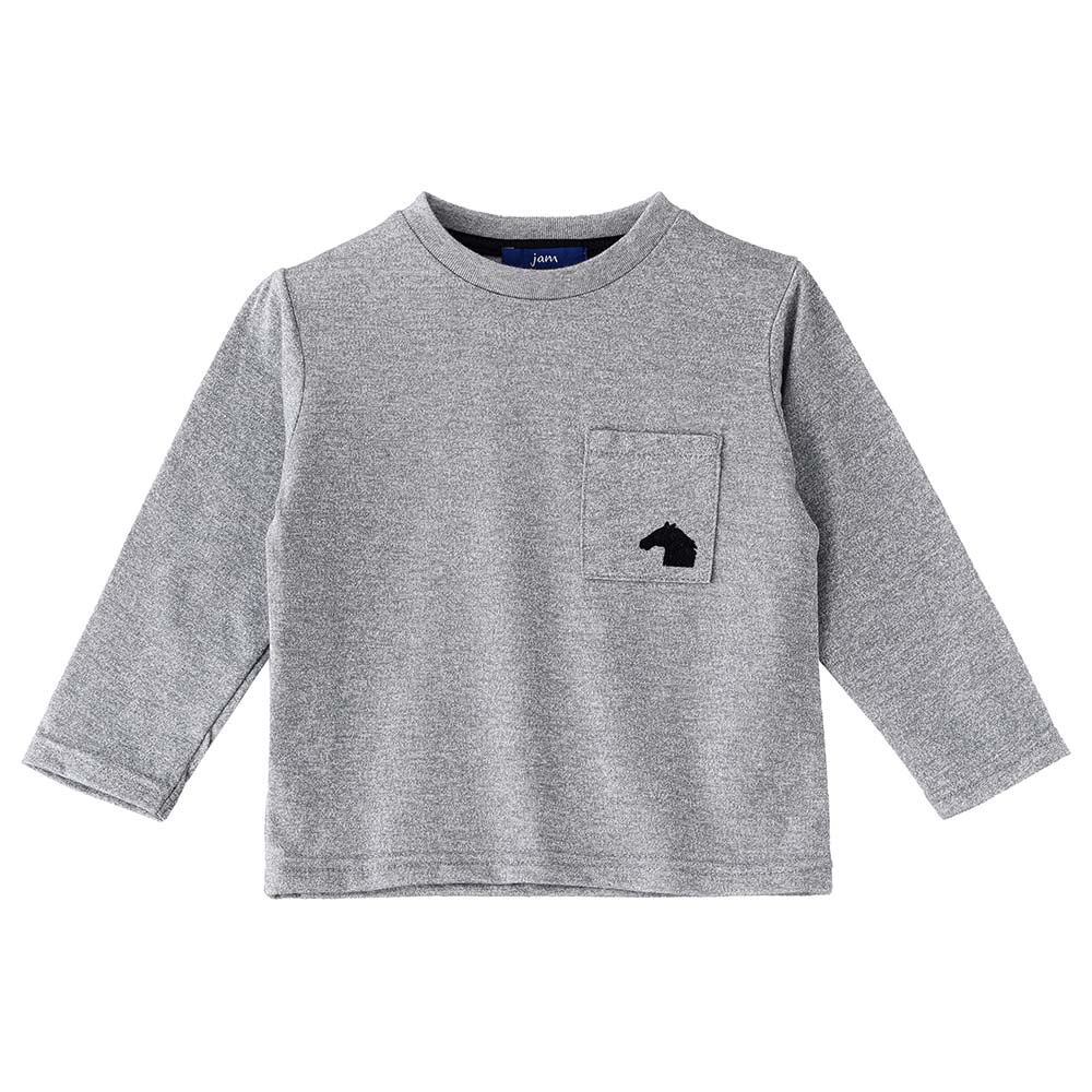 Jam Knit Top with Small Pocket - Grey