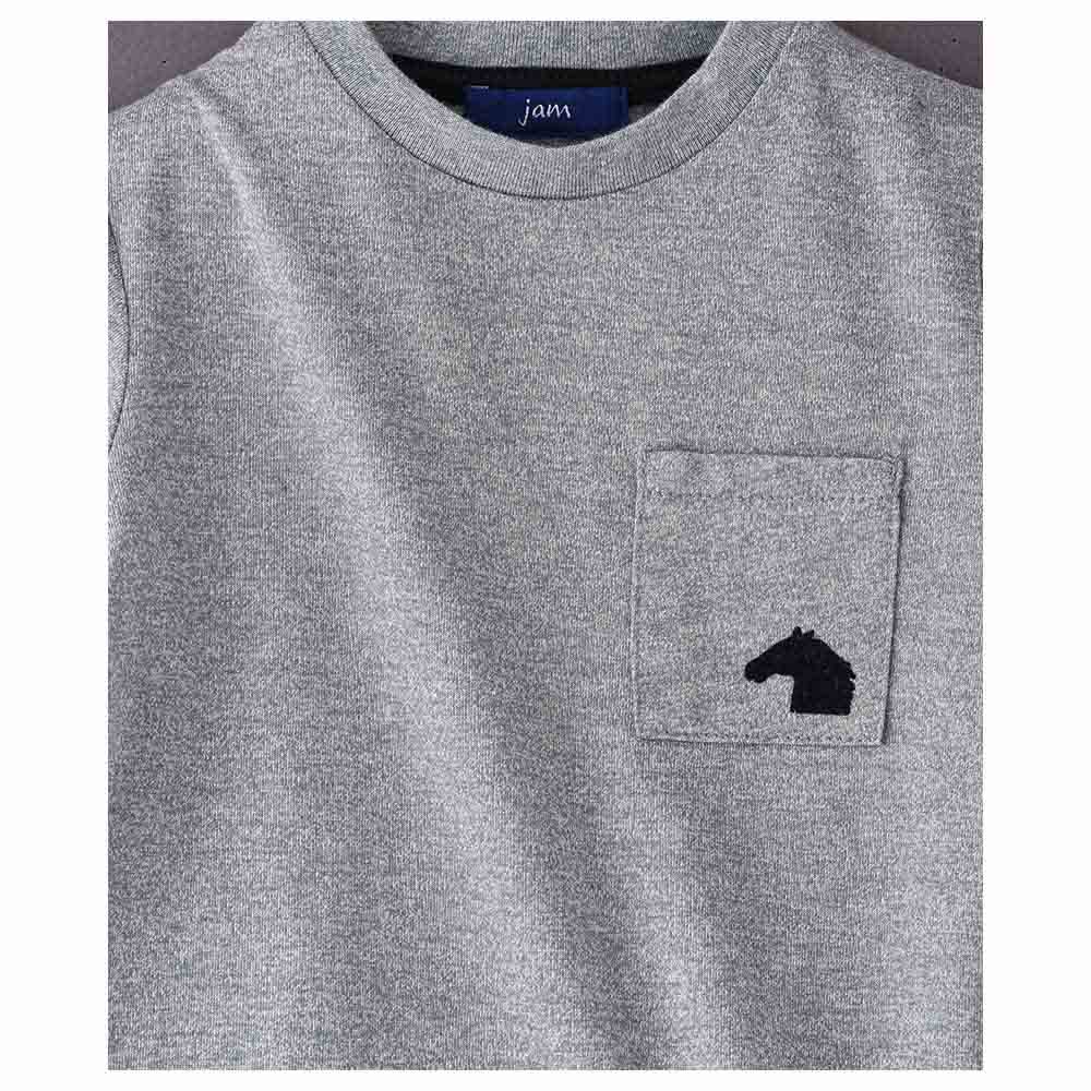 Jam Knit Top with Small Pocket - Grey