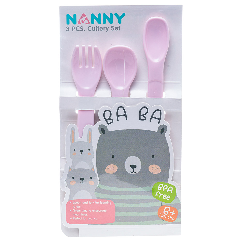 Uniq Kidz Nanny Cutlery Set 3pcs - Pink